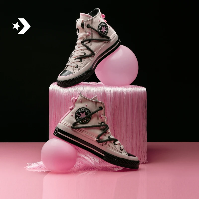 匡威1970S男女粉黑甜酷双鞋带运动帆布鞋粉色CONVERSE A09541C