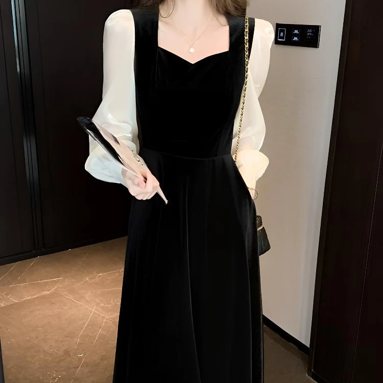 【591-600】气质显瘦冬季女装连衣长裙时尚