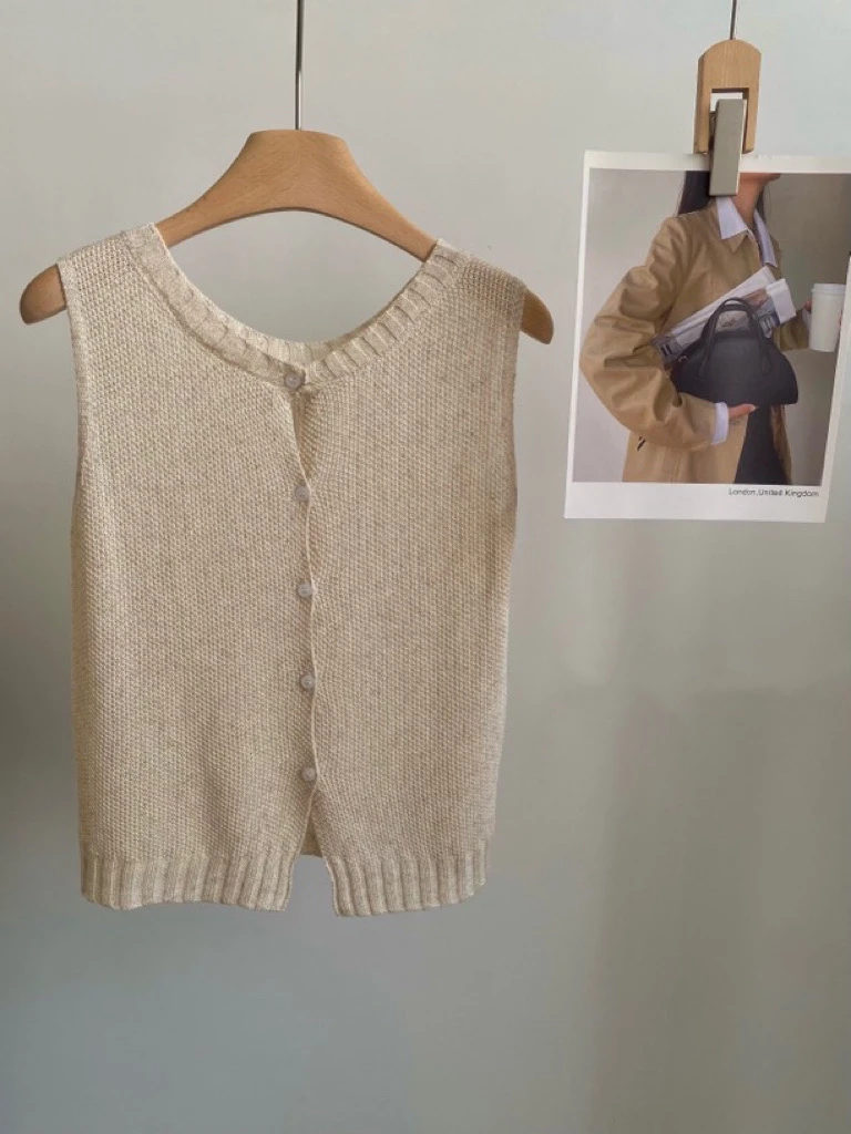 【阿二推荐】2315极简韩系正反两穿百搭开衫坎肩衣长52