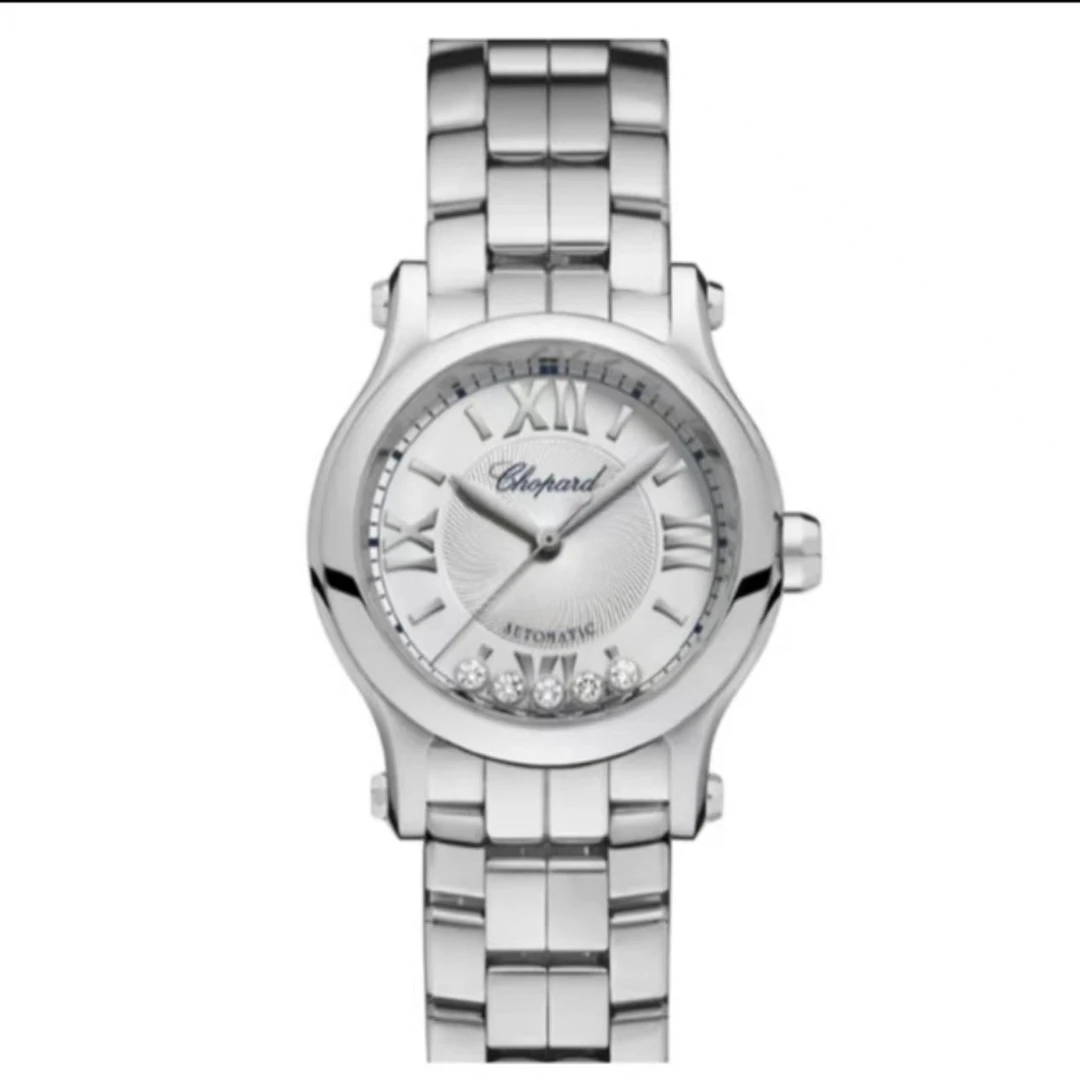 99新 Chopard/萧邦 快乐五钻278573-3012钢带款机械30盘女表全套