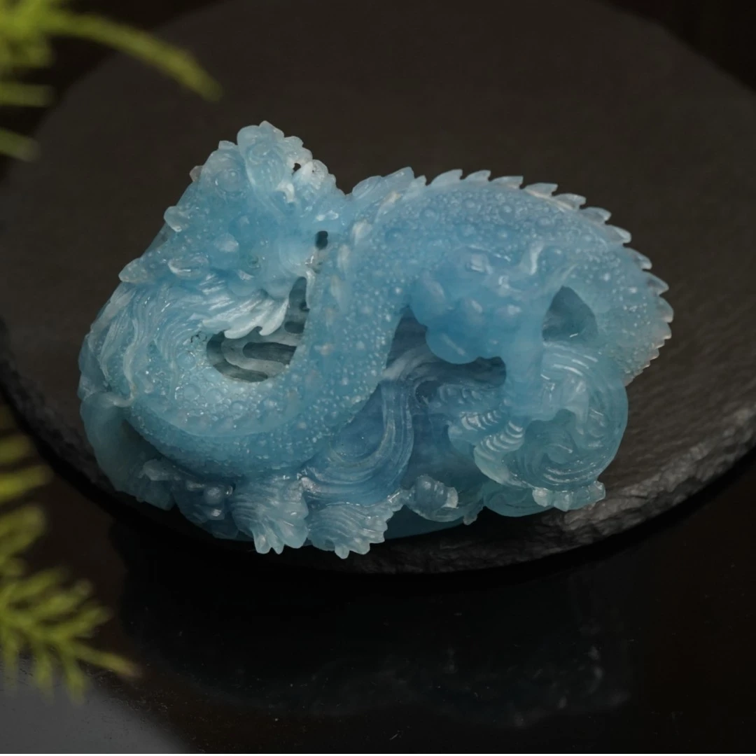 【龙腾四海】典藏级海蓝宝精龙腾四海飞龙在天大摆件