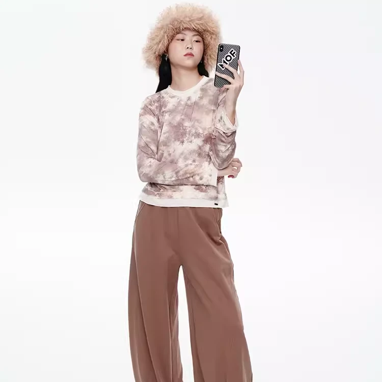 【自播】OK 假两件舒适打底T恤基础款内搭个性晕染长袖上衣