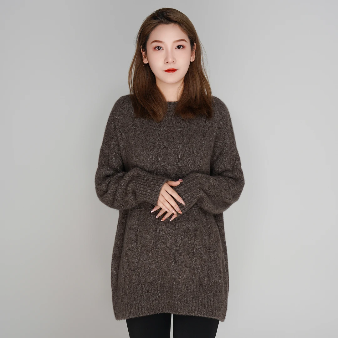 【昭乌达】秋冬新款半高领丝羊绒套头衫长袖羊绒衫圆领百搭安格拉红