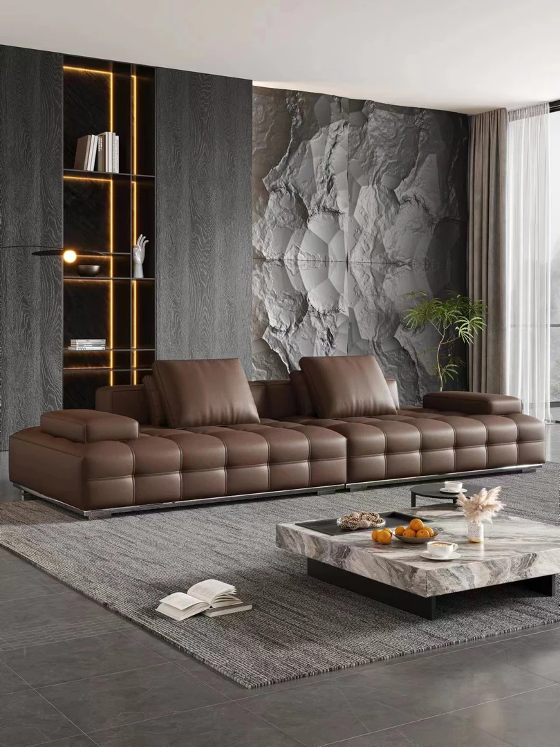 Minotti劳伦斯现代简约轻奢头层牛皮大平层客厅组合网红高端沙发