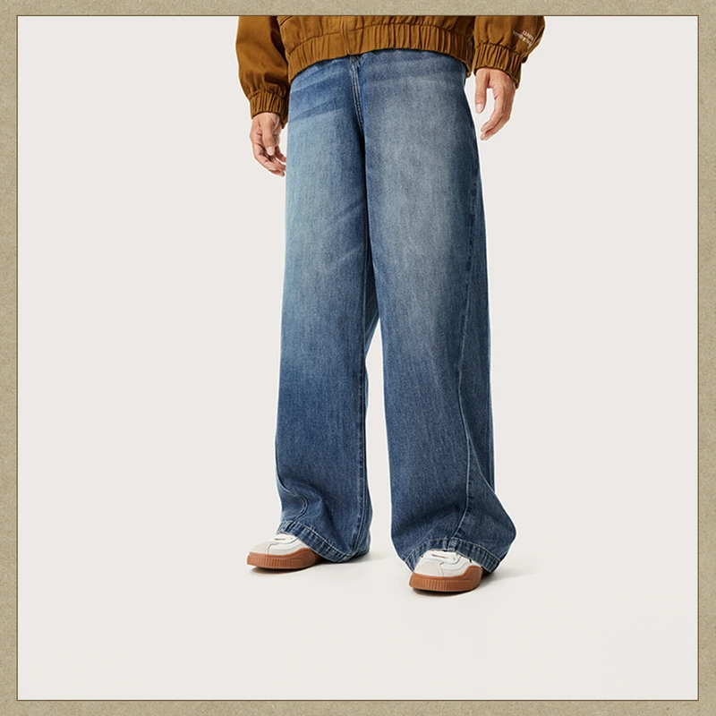 【水洗牛仔】李宁2024新款百搭休闲长裤直筒水洗运动裤AJQU175