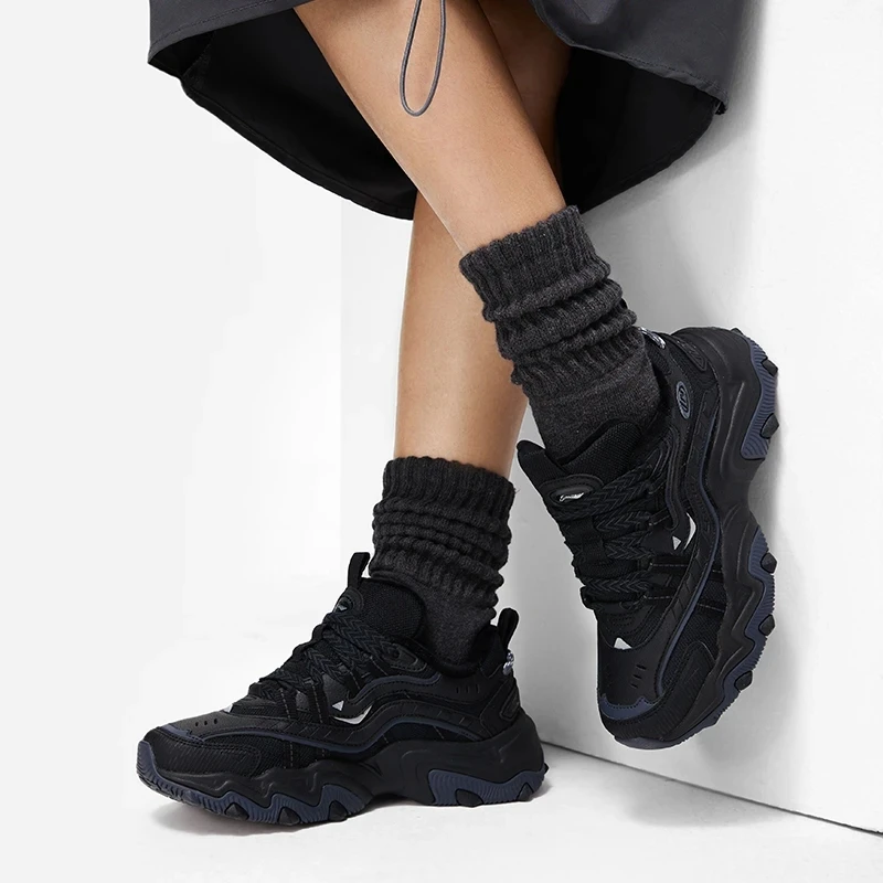 【猫爪LITE 2】李宁休闲鞋女款黑色潮流增高厚底百搭旅游鞋AGCT358