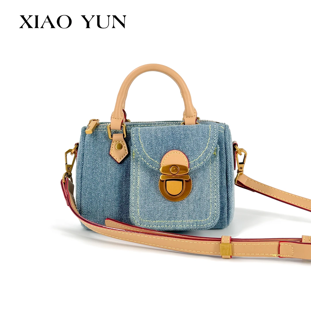 2024新款时尚休闲丹宁牛仔布蓝色中古斜跨包18100