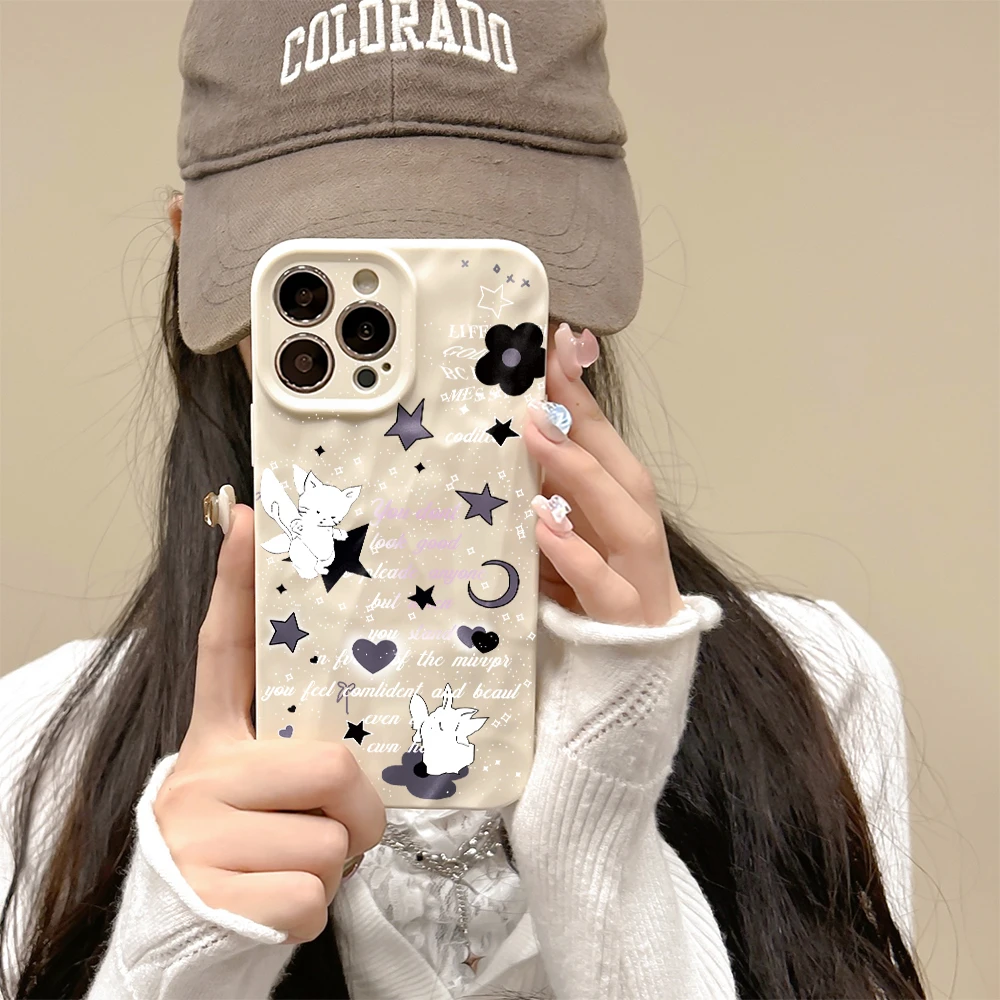 YQ星星小猫适用iPhone苹果15pro手机壳12/12promax/xs高端A1864潮