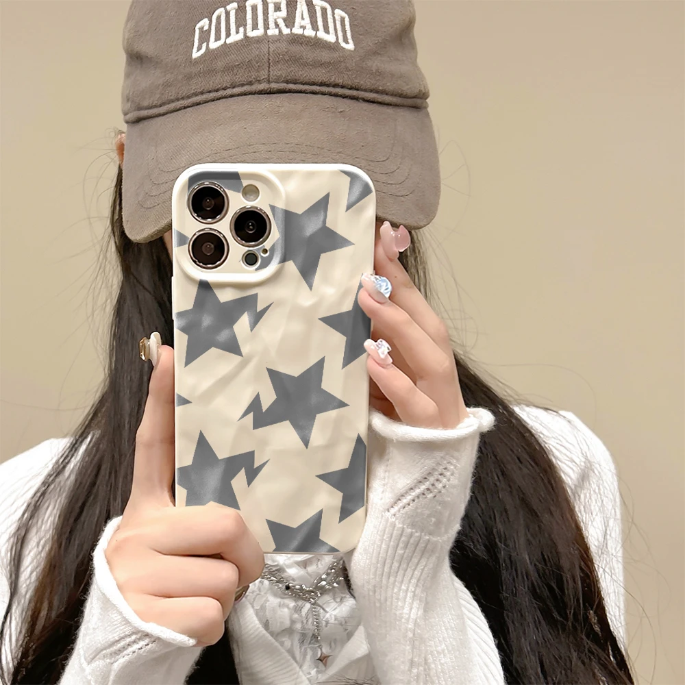 潮灰星星适用iPhone苹果8手机壳14plus/14/15pro网红A1864高级感