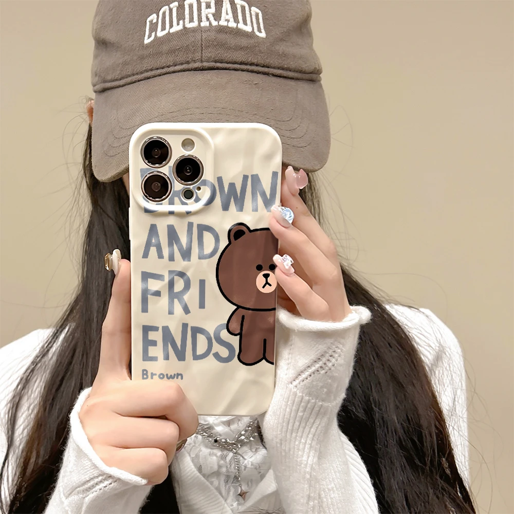 字母布朗熊适用iPhone苹果15promax手机壳14/11pro/13promax卡通