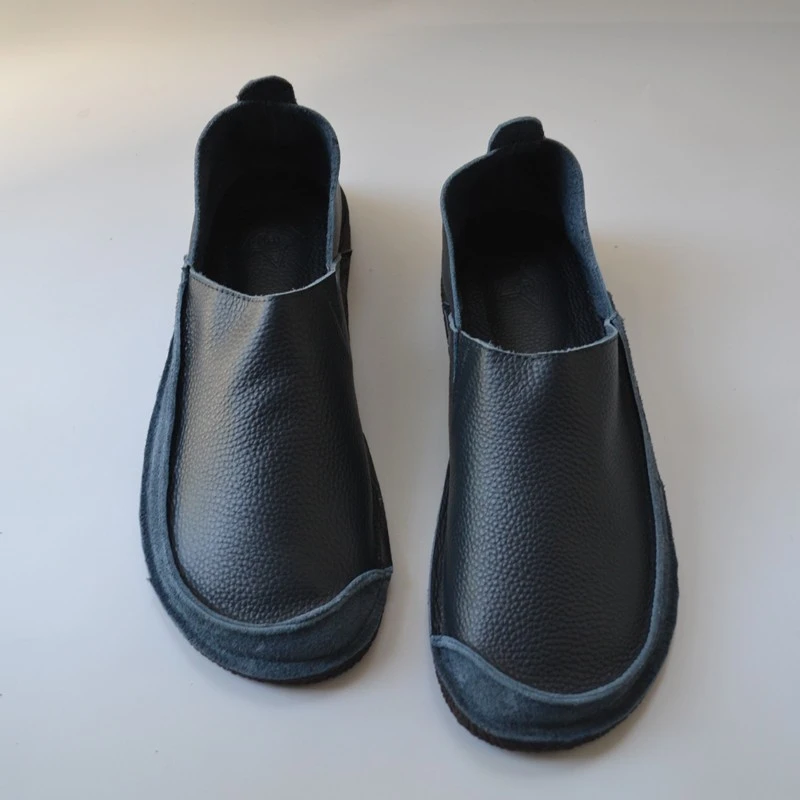 五号馆男款一脚蹬软底单鞋宽大脚复古佛系休闲皮鞋外贸国风丑萌鞋