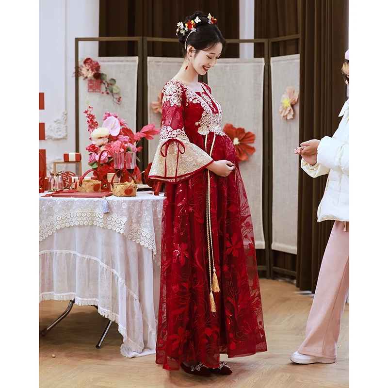 孕妇敬酒服大码胖mm2025新娘小个子高腰遮肚中式订婚秀禾礼服服春