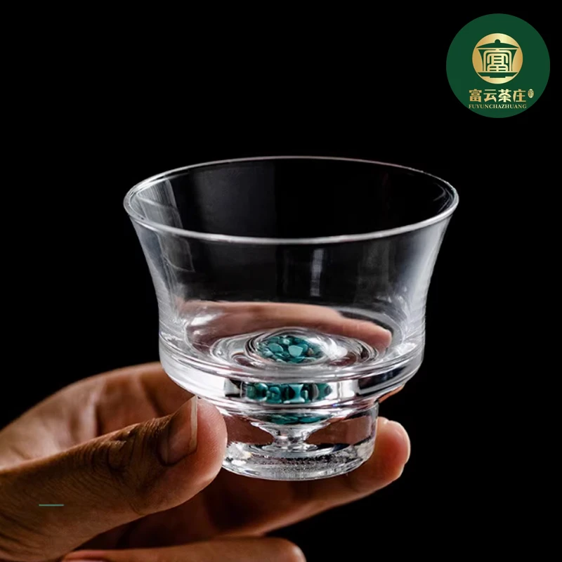茶杯绿松石玻璃主人杯女个人专用单杯高档品茗杯一对喝茶杯子茶具