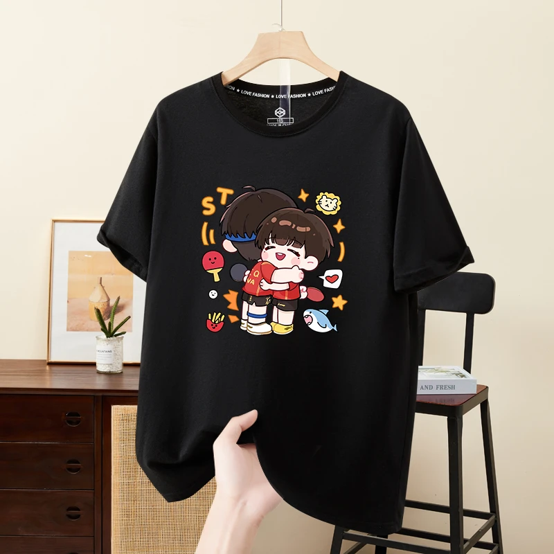 莎头组合孙颖莎王楚钦周边Q版纯棉短袖圆领t恤百搭男女情侣同款衣