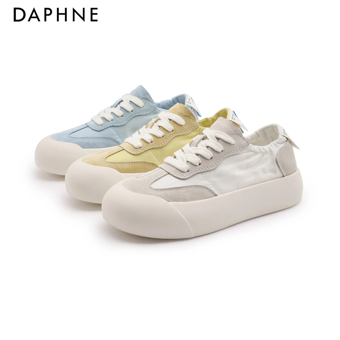 Daphne/达芙妮小白鞋运动时尚休闲夏季透气圆头系带高级感鞋子女