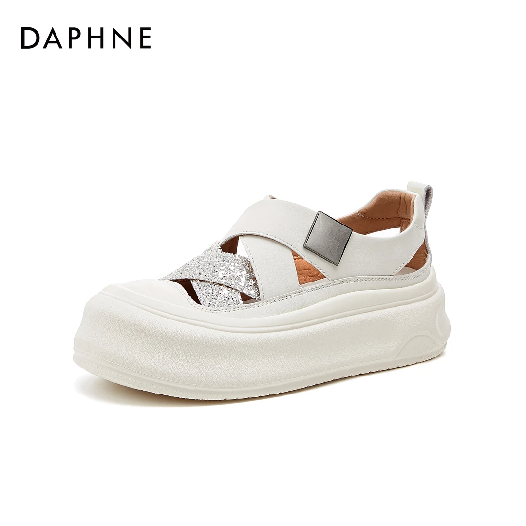 达芙妮女鞋运动百搭夏季透气外穿镂空厚底网红小众休闲增高鞋