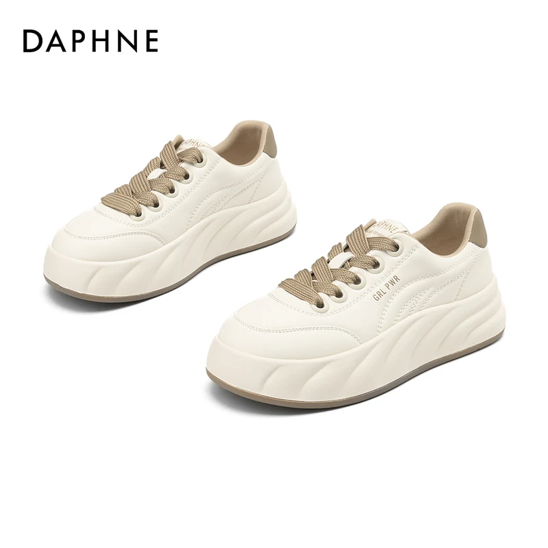 Daphne/达芙妮休闲鞋ins圆头百搭潮流舒适运动厚底低帮系带女鞋