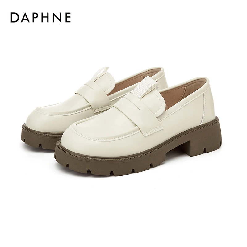 Daphne/达芙妮松糕鞋新款春秋厚底百搭女鞋潮白色洋气一脚蹬