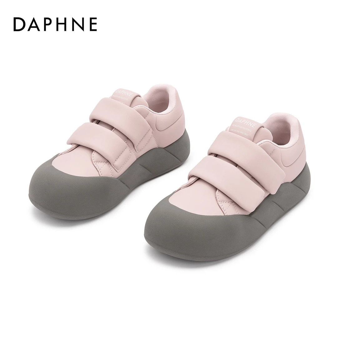 Daphne/达芙妮女款秋季新款舒适时尚百搭潮流平底圆头系带小白鞋