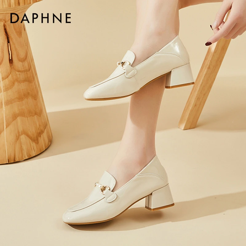 Daphne/达芙妮粗跟高跟鞋新款夏季百搭小香风女鞋洋气爆款上档次