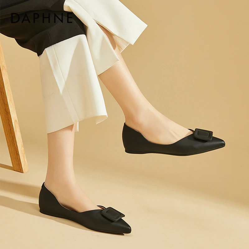 Daphne/达芙妮夏季跟鞋女鞋新款懒人一脚蹬平底单鞋工作通勤防滑