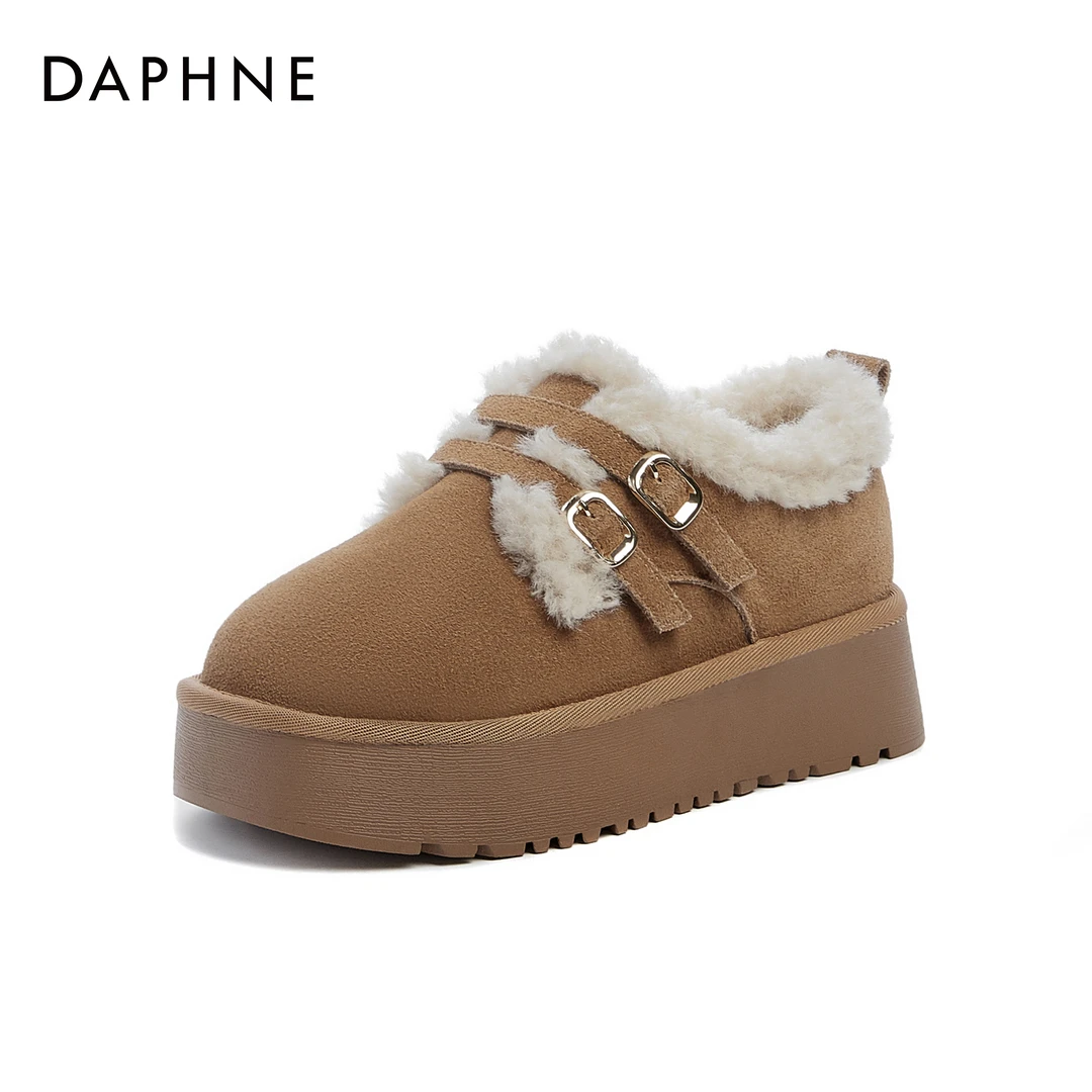 Daphne/达芙妮品牌雪地靴2023冬季新款加绒时尚百搭外穿雪地靴