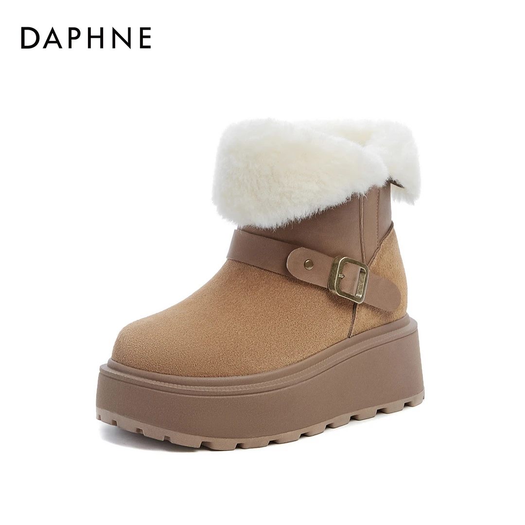 Daphne/达芙妮雪地靴冬季新款女款休闲加绒加厚百搭雪地靴