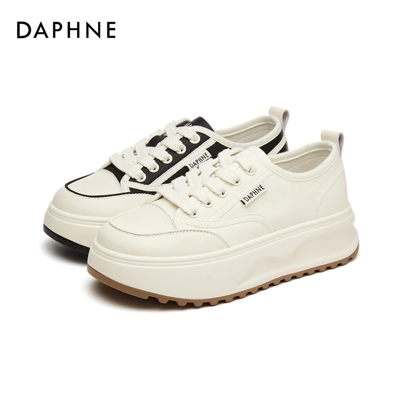 Daphne/达芙妮舒适女鞋时尚百搭厚底圆头ins韩版系带潮流休闲鞋