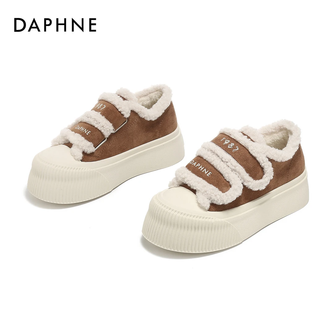 Daphne/达芙妮达芙妮时尚爆款厚底鞋冬季休闲百搭保暖外穿系带鞋
