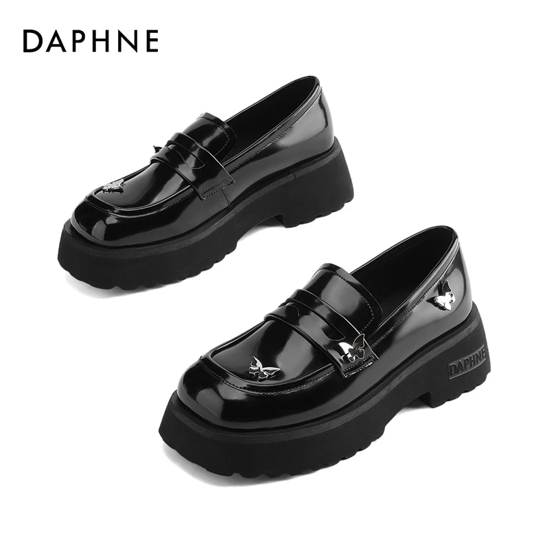 Daphne/达芙妮达芙妮女鞋夏季休闲英伦风小皮鞋厚底增高乐福鞋