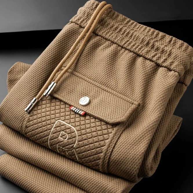 秋冬新款轻奢时尚潮流休闲裤男士高端欧货刺绣修身百搭束脚运动裤