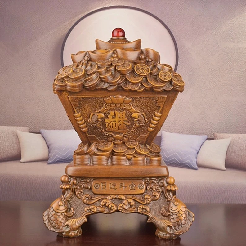 日进斗金招财进宝聚宝盆摆件工艺品客厅办公室装饰品开业乔迁送礼