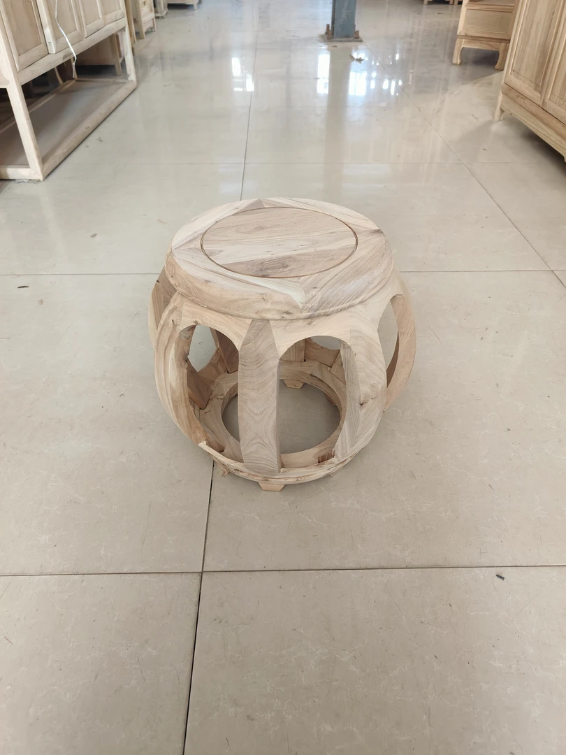 鼓凳黑胡桃色实木鼓凳 清漆家用客厅圆凳现代中式沙发茶几矮凳子