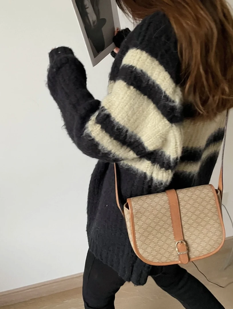 95新 Celine/思琳 米花马鞍包/长21/单肩斜挎包/复古