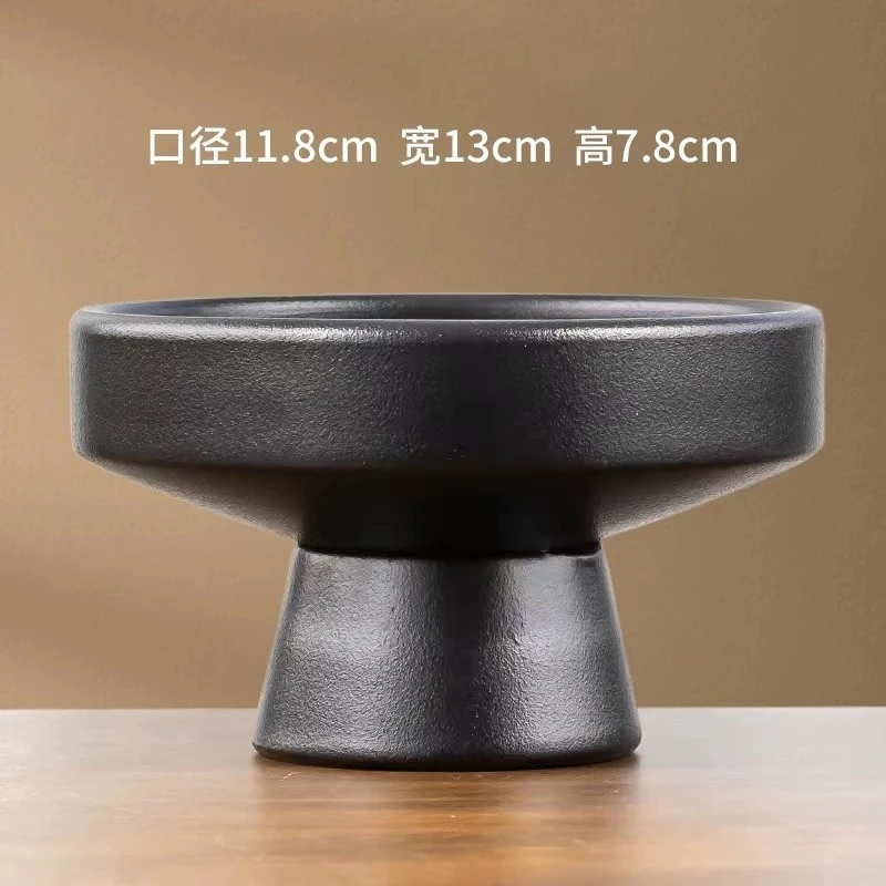 中式陶瓷高脚花盆桌面绿植花插盆水培菖蒲剑山插花器皿禅意小摆件