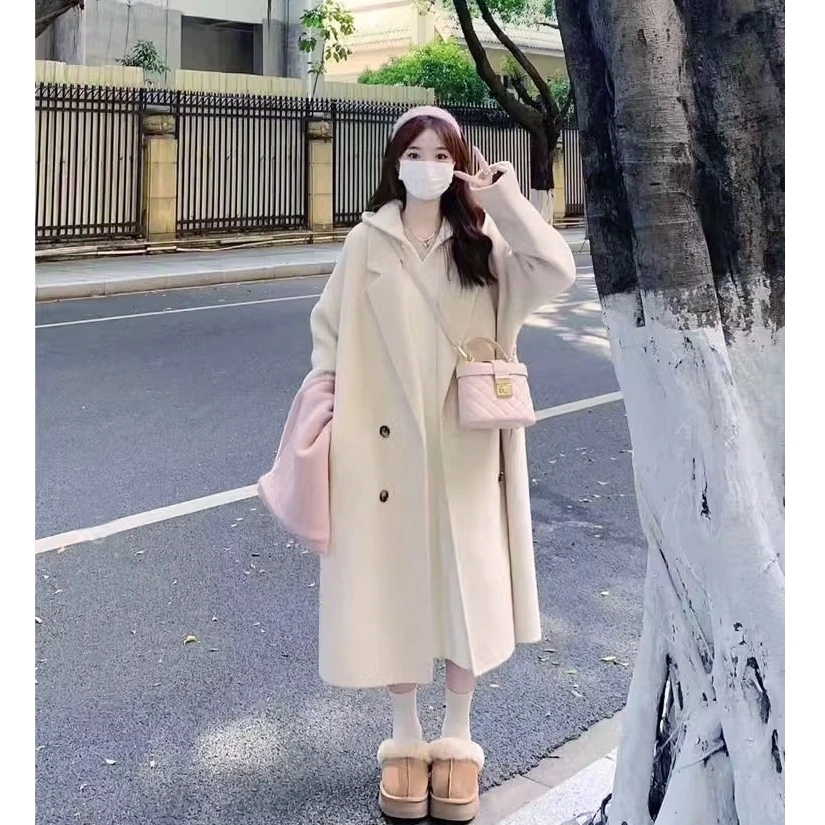 冬气质毛呢大衣女宽松网红秋冬季小个子赫本风时尚呢子外套