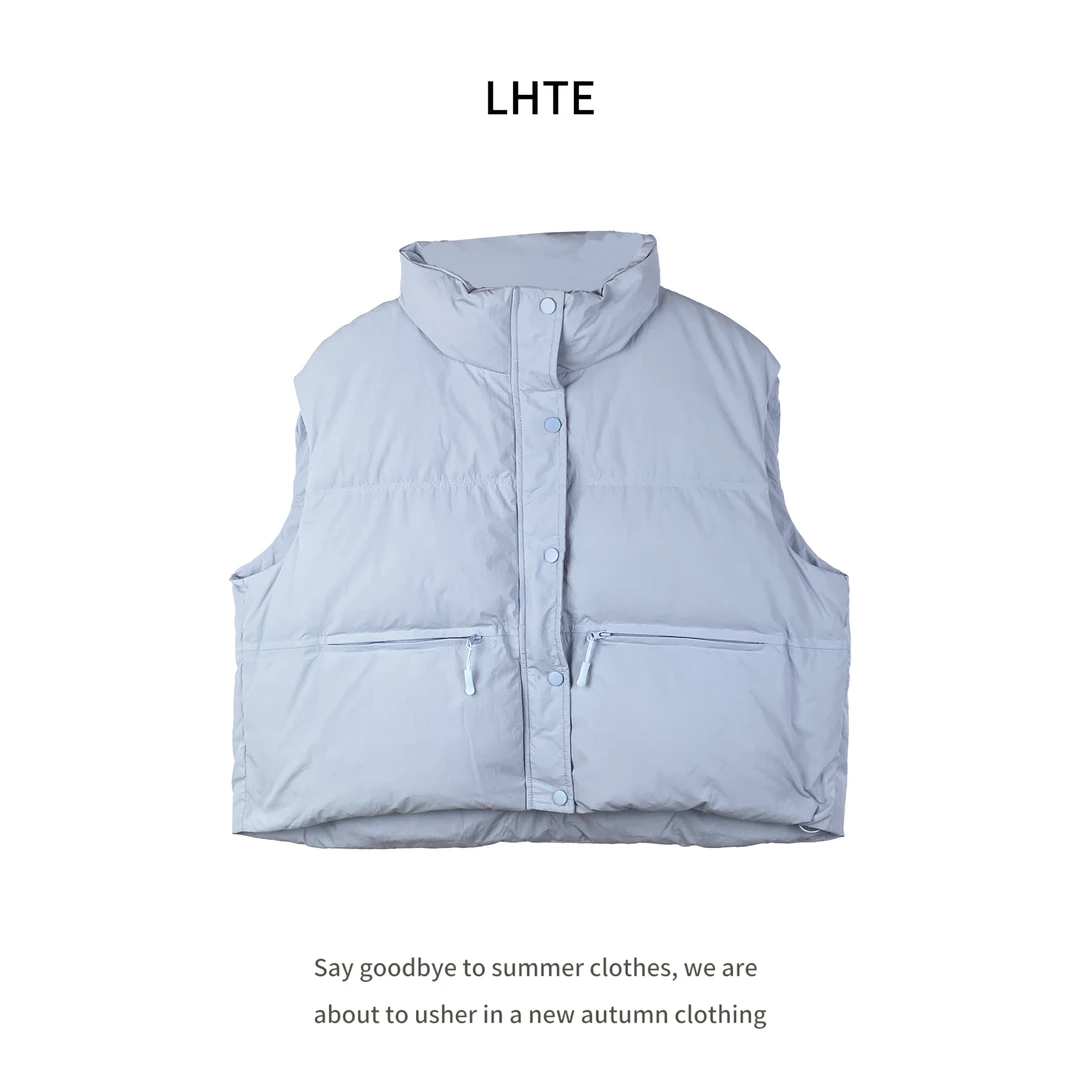 【青青定制】大码女装时尚百搭休闲马甲韩版加厚冬季蓝色外套C9235