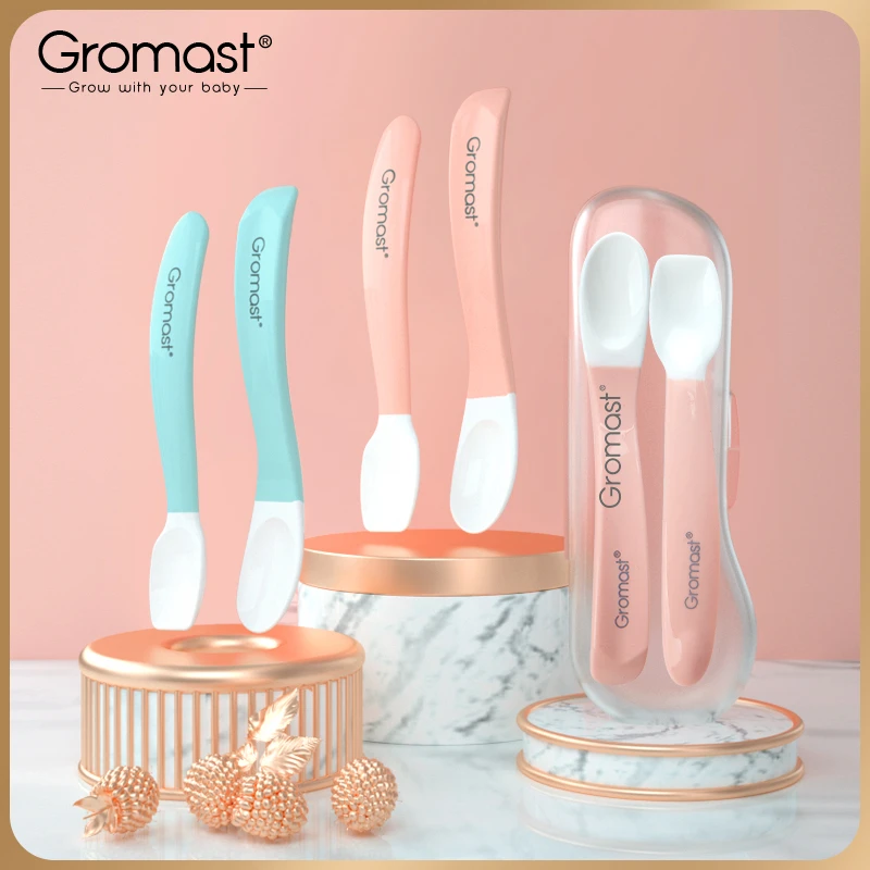 Gromast宝宝硅胶软勺婴儿勺子新生儿喂水软勺儿童学吃饭辅食碗勺