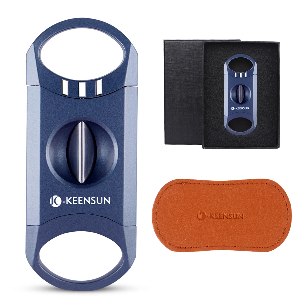 KEENSUN 茄神不锈钢锌合金V形雪茄剪便携礼盒装420J2刀片