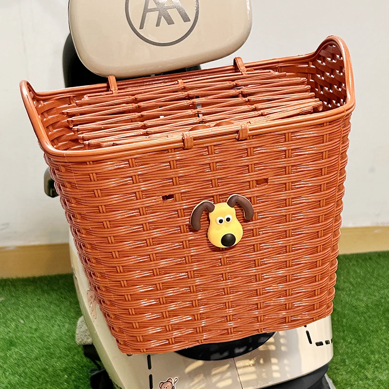 电动车车筐可爱卡通高颜值自行车前置车篮加大容量电瓶车收纳车篓