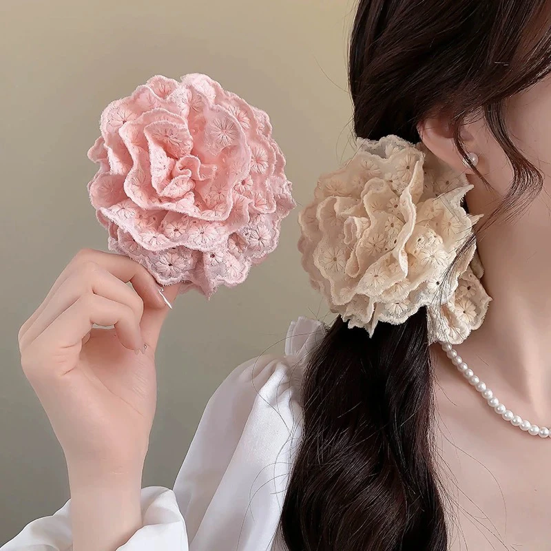 鲨鱼夹发饰高级感】头饰抓夹玫瑰GeLin气质干枯蕾丝精品花朵【