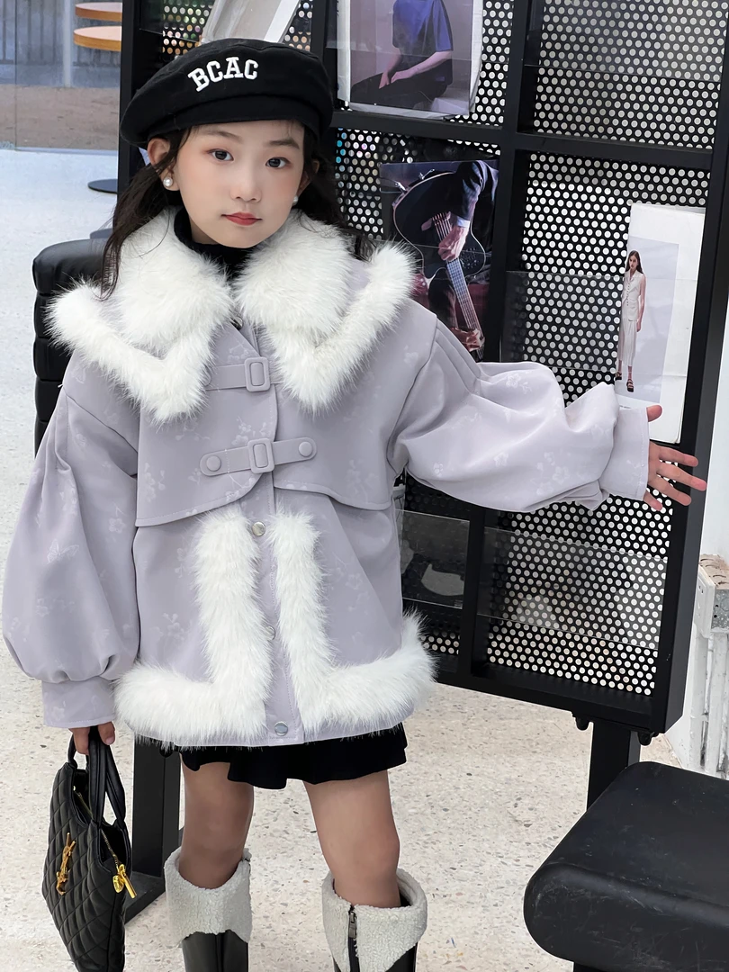 2023新款女童外套冬季棉袄新款韩版加绒加厚儿童棉服女孩洋气秋冬