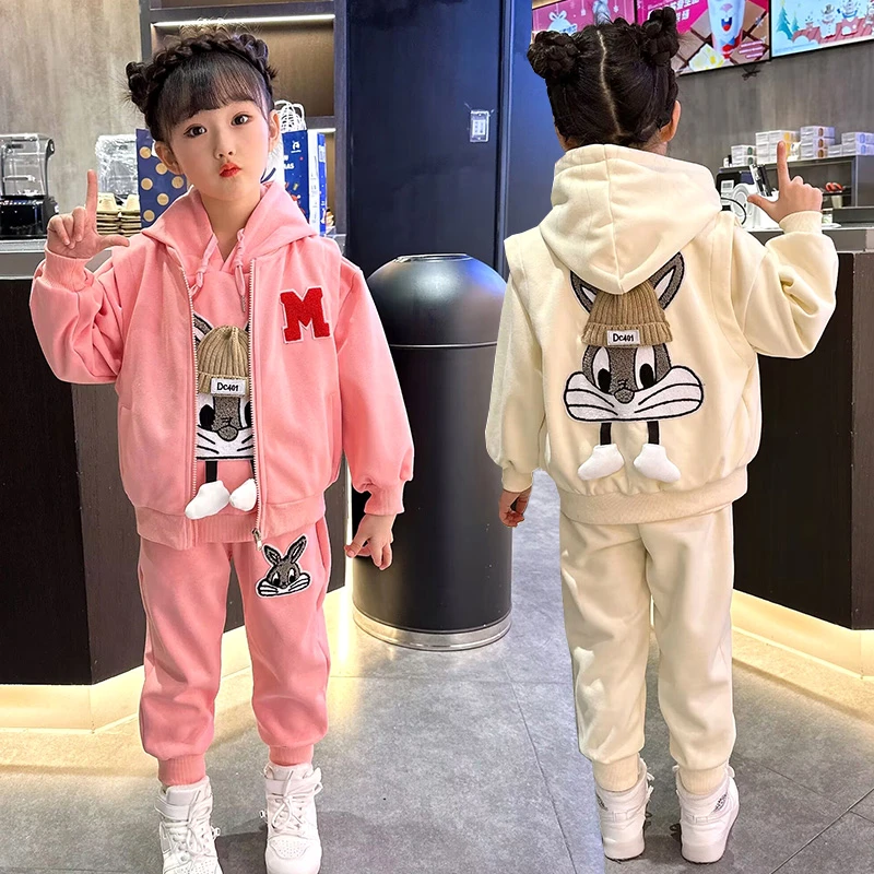 男女童2024秋季套装网红马甲三件套洋气时尚童装年服儿童洋气套装