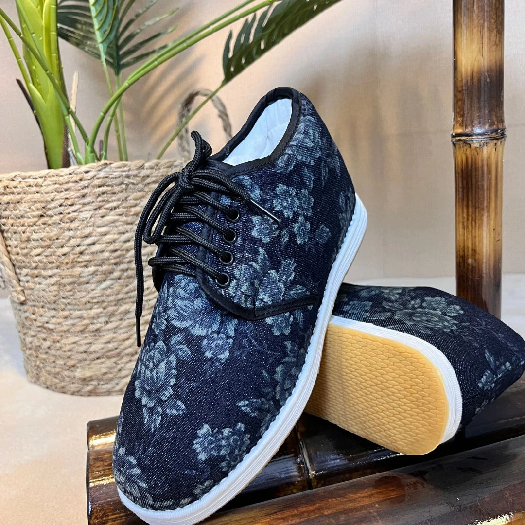 冬季新款牛仔印花手工千层底布鞋五眼棉鞋保暖透气