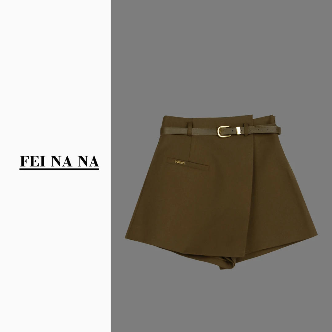 【NY复古高腰】秋冬新款不规则A字短裙显瘦防走光裤裙 102311