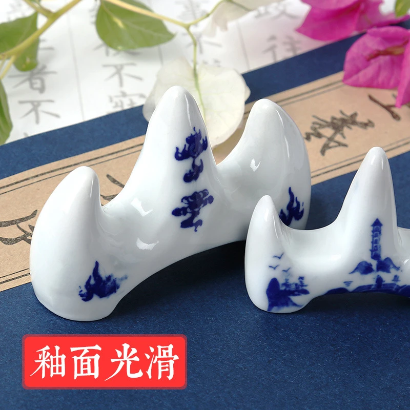 天天练青瓷笔搁 白色大中小号陶瓷青花笔山笔架文房四宝用品笔搁