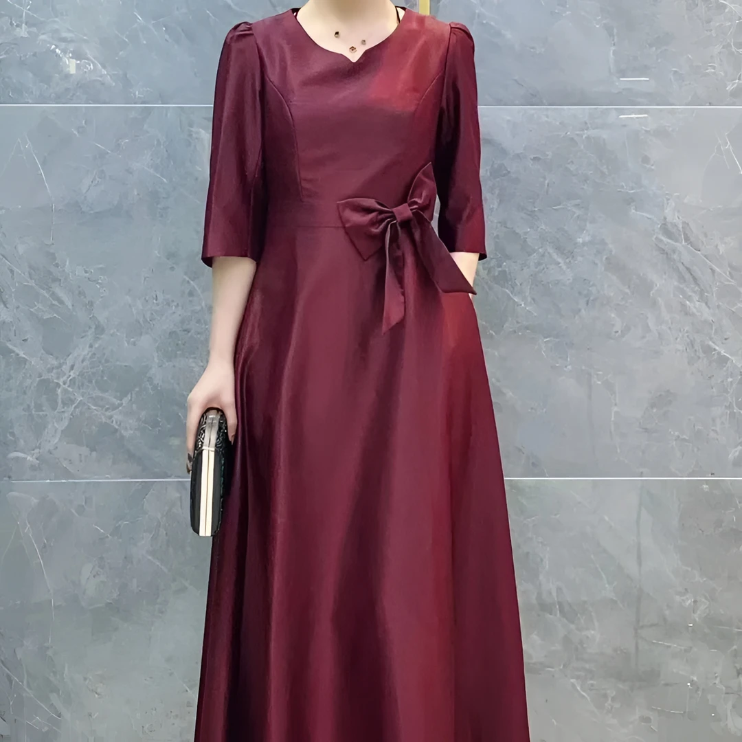 特价婚庆喜婆婆妈妈系列连衣裙气质显瘦高端红色收腰妈妈装1051