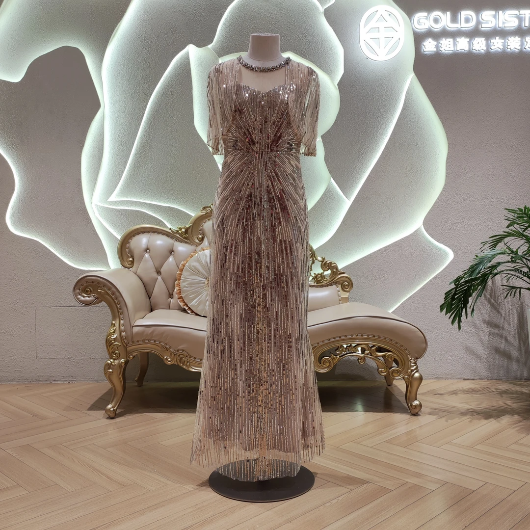 【金姐高定喜服】流光溢彩喜婆婆妈妈高档婚礼婚宴高贵鱼尾礼服4247