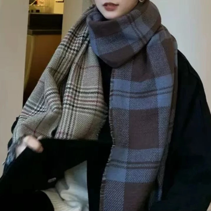 【燕子严选】韩版复古加厚保暖双面格子围巾