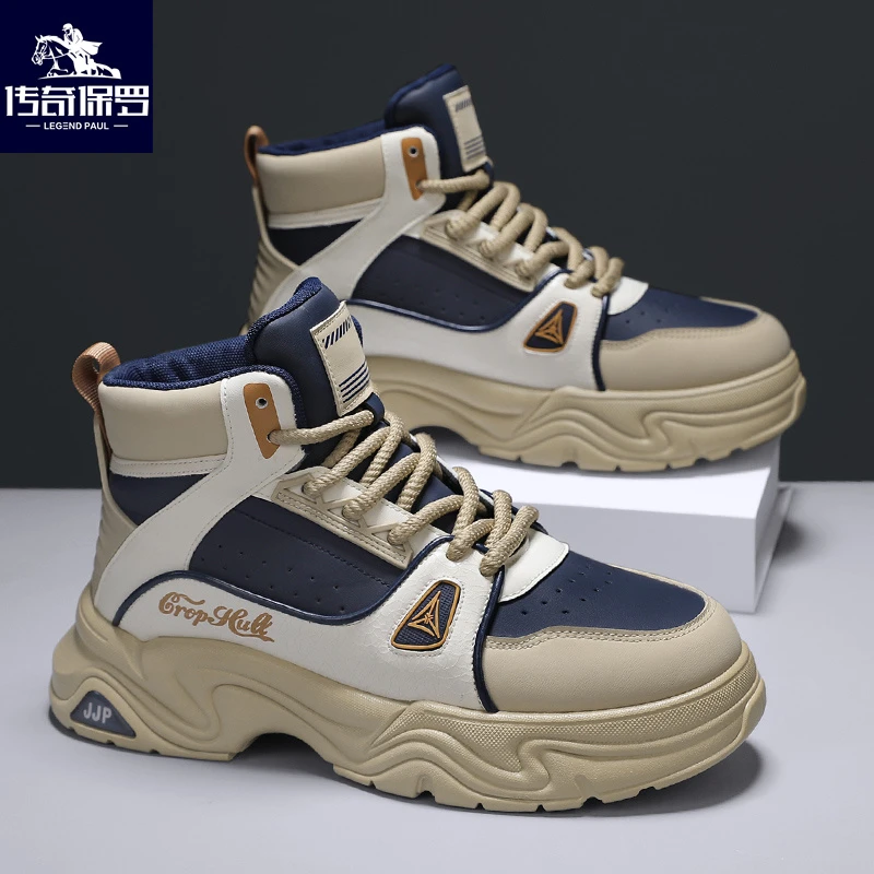 传奇保罗高帮男鞋秋季新款工装风户外登山劳保工地防滑耐磨马丁靴